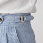 Calça Italiana de Luxo Marino Veneto — Alfaiataria Listrada com Ajuste Lateral