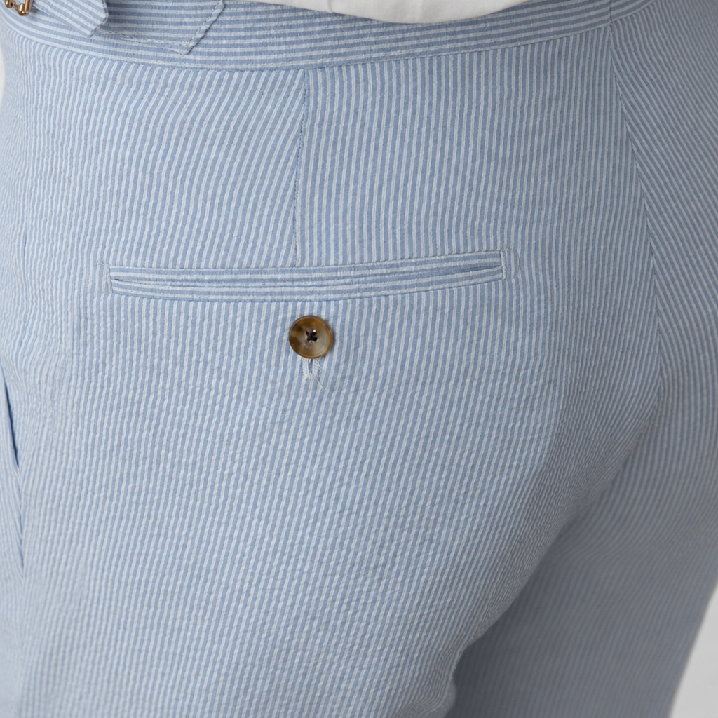 Calça Italiana de Luxo Marino Veneto — Alfaiataria Listrada com Ajuste Lateral