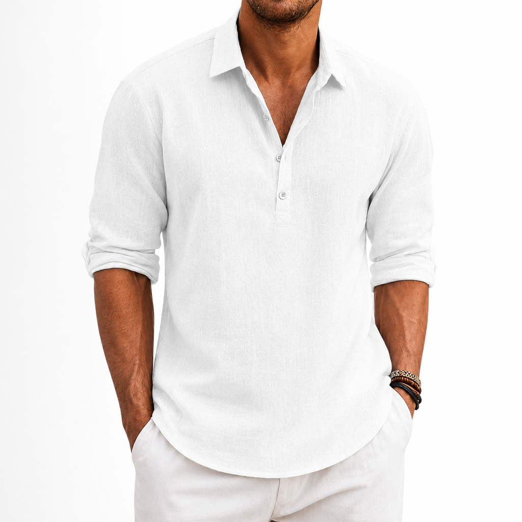 Camisa Amalfi Manga Longa, Linho Premium 100%