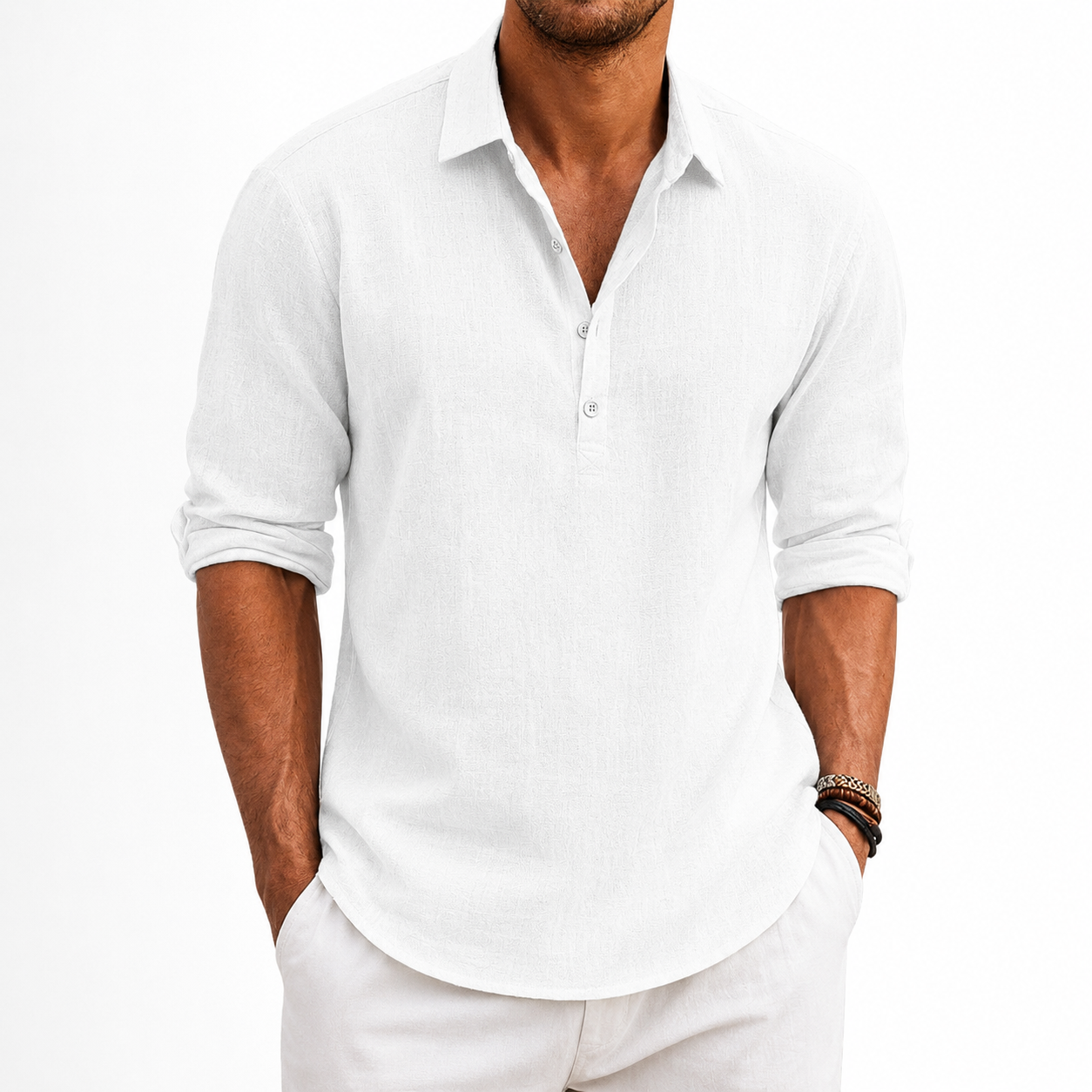 Camisa Amalfi Manga Longa, Linho Premium 100%
