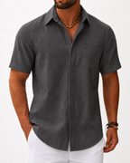 Camisa Manga Curta 100% linho - botões invisíveis