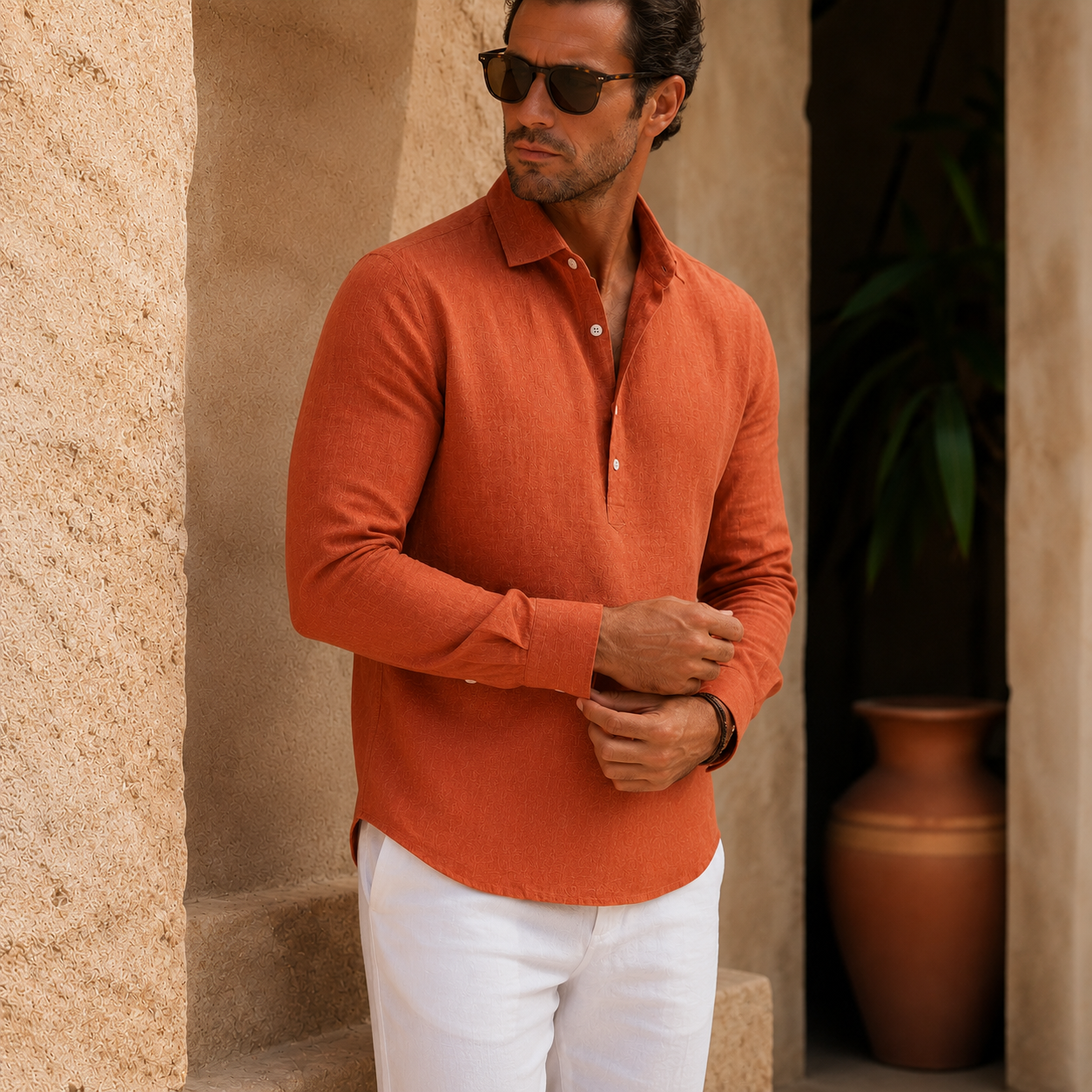 Camisa Amalfi Manga Longa, Linho Premium 100%
