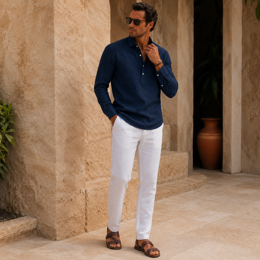 Camisa Amalfi Manga Longa, Linho Premium 100%