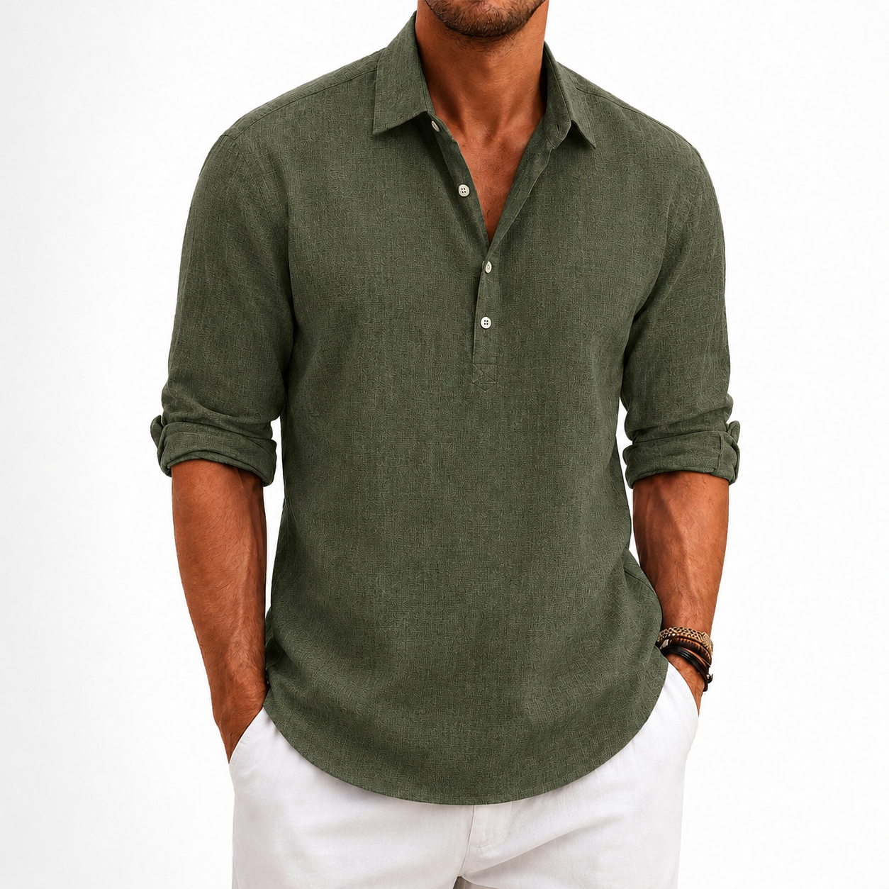 Camisa Amalfi Manga Longa, Linho Premium 100%