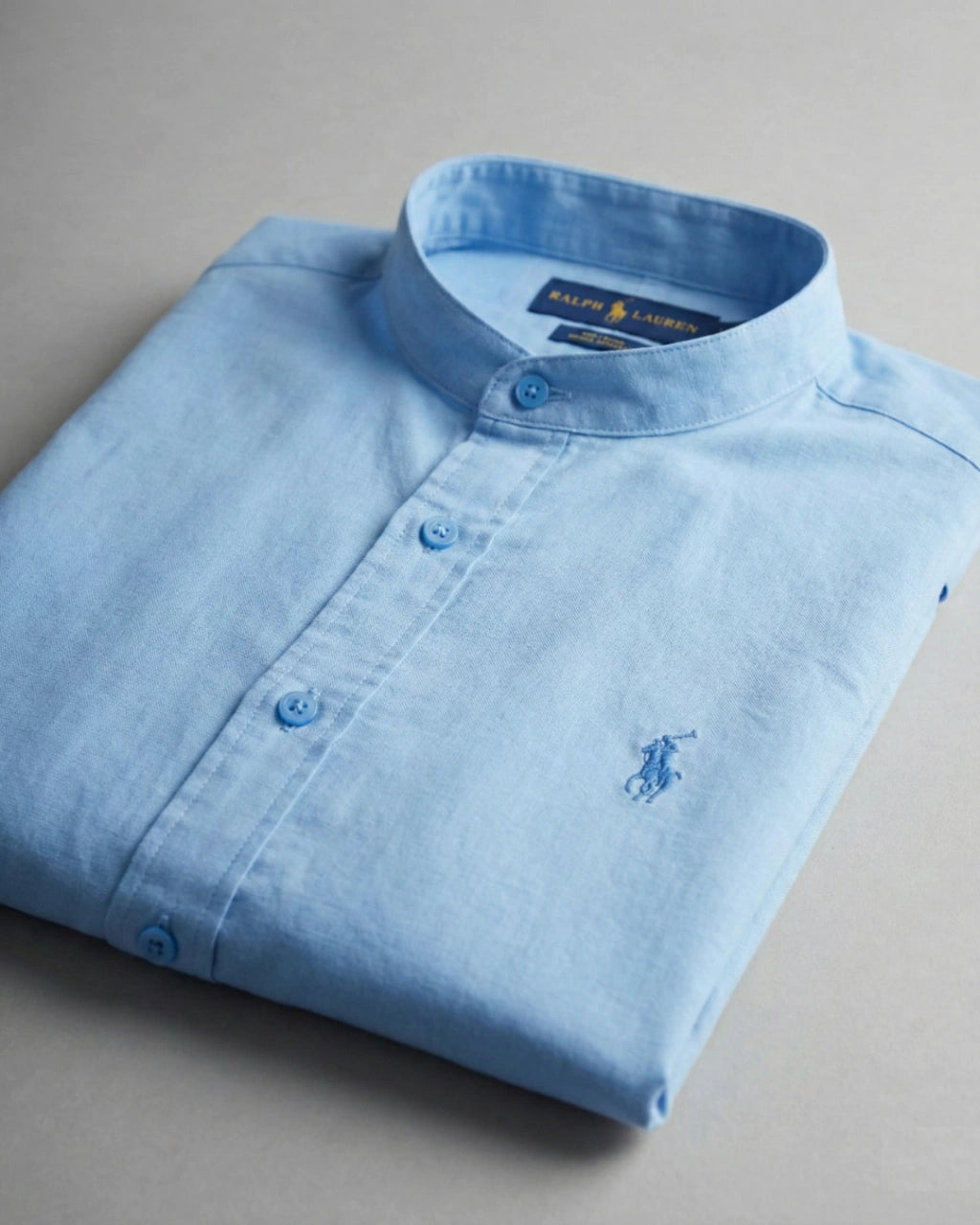 Camisa Manga Curta Gola Padre 100% Algodão - Azul Claro