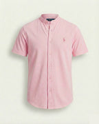 Camisa Manga Curta Gola Padre 100% Algodão - Rosa