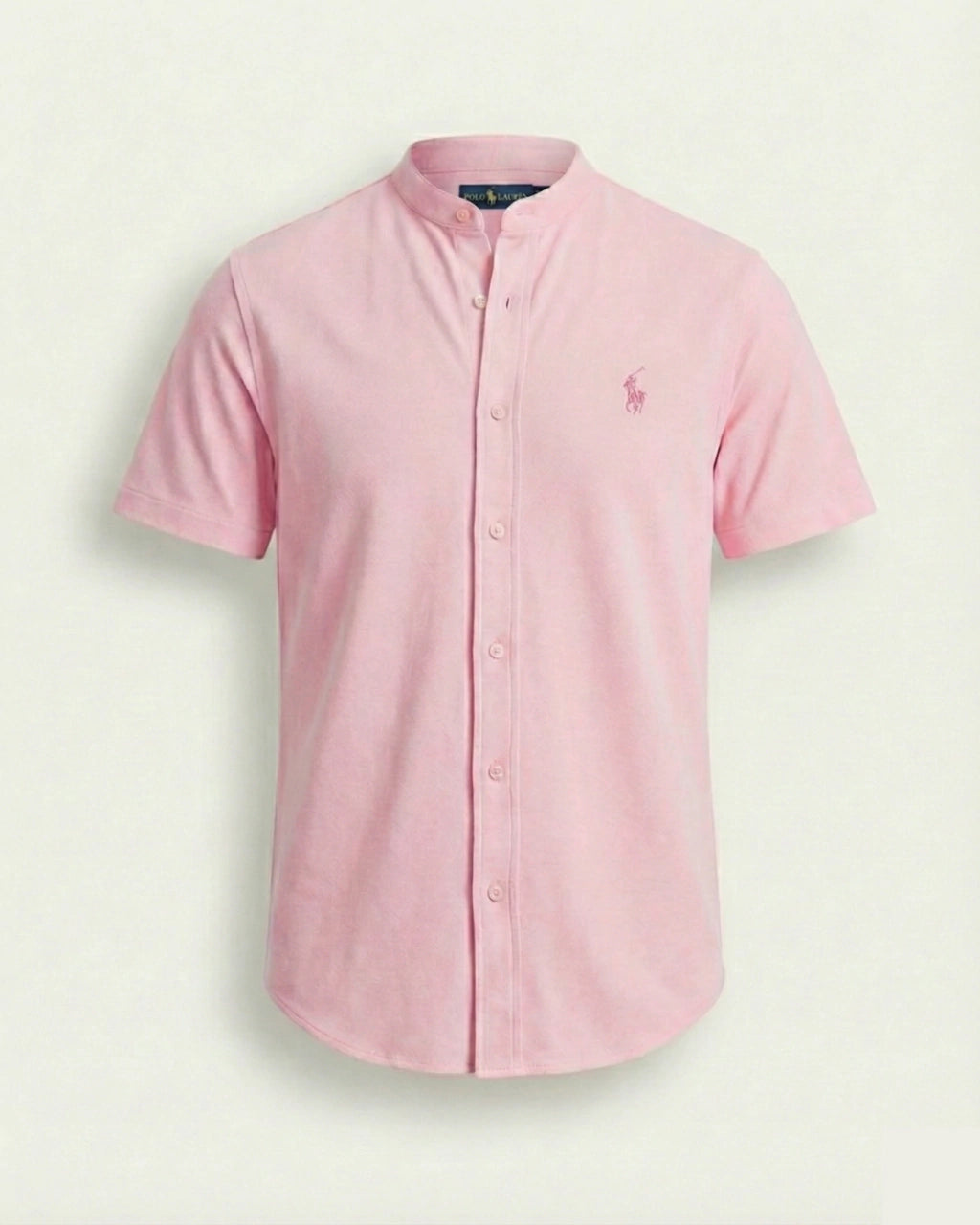 Camisa Manga Curta Gola Padre 100% Algodão - Rosa