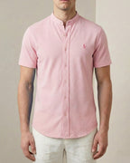 Camisa Manga Curta Gola Padre 100% Algodão - Rosa