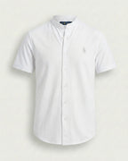 Camisa Manga Curta Gola Padre 100% Algodão - Branca