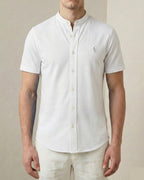Camisa Manga Curta Gola Padre 100% Algodão - Branca