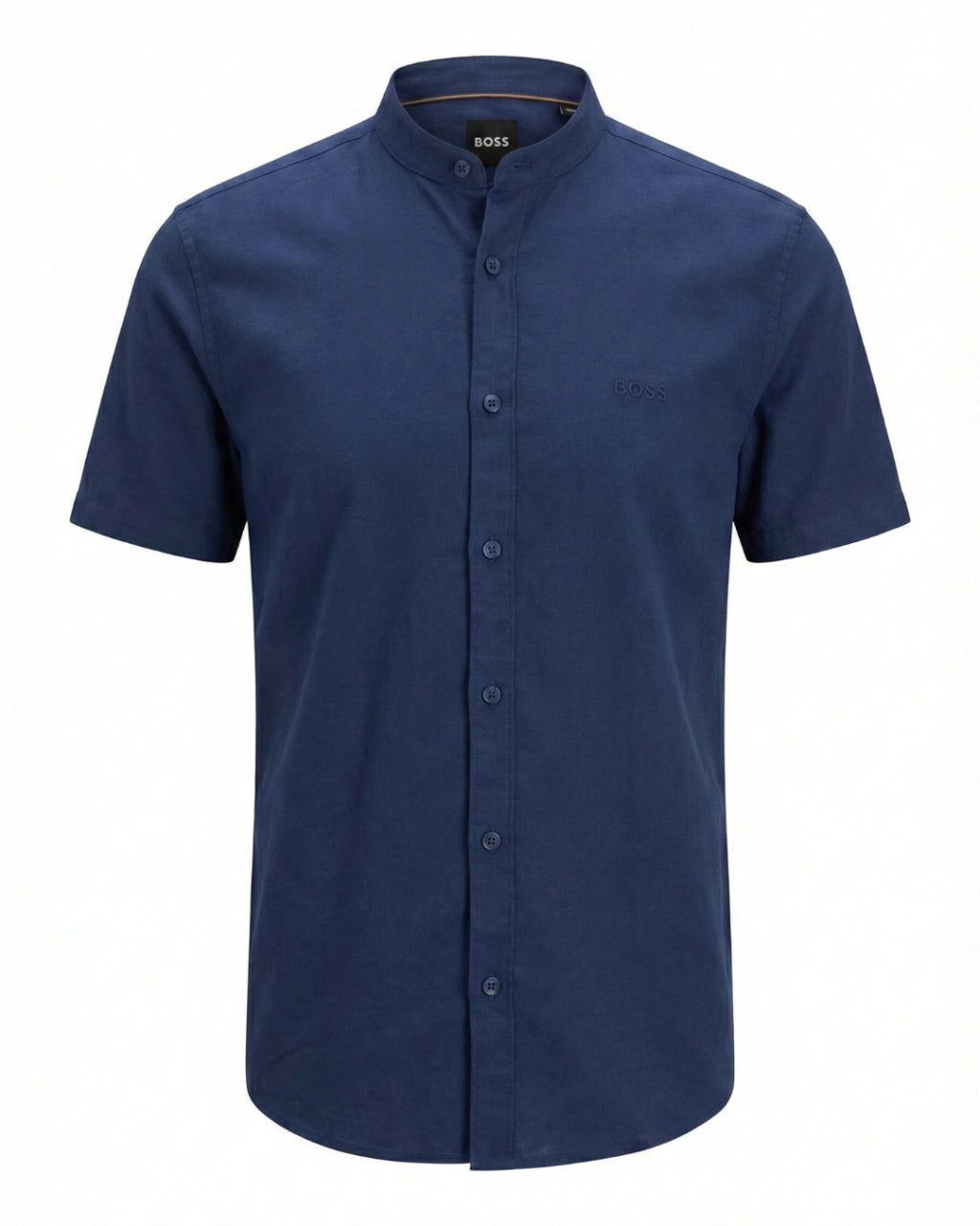 Camisa Manga Curta Gola Padre 100% Algodão - Azul Marinho